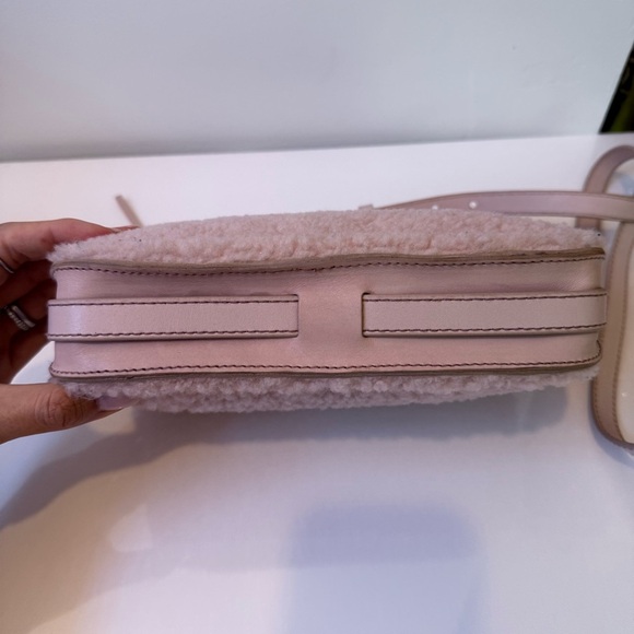 MADEWELL Blush Avalon Pink Shearling Sherpa Leather Crossbody Bag Purse - Picture 5 of 13
